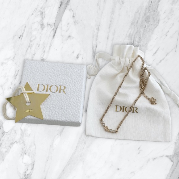 Christian Dior CD Logo Rhinestone Beveled Necklace - Picture 6 of 6